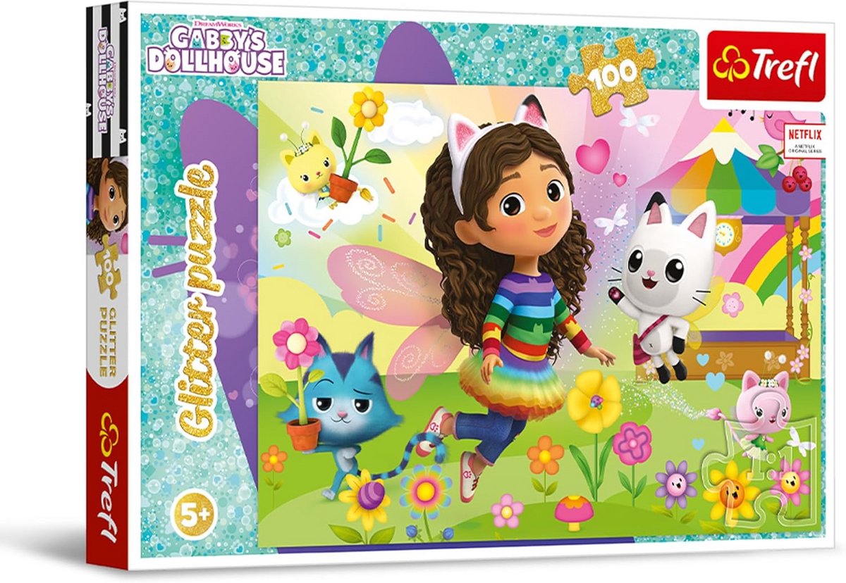 Glitter Puzzel 100 Stukjes Kinderen - Magische Poppenhuis Thema