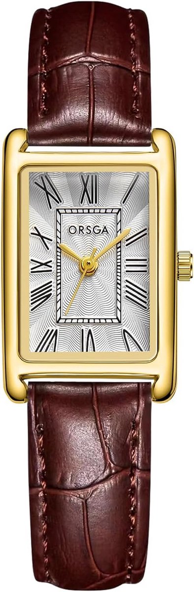 Dameshorloge Rechthoekig Analoge Quartz Polshorloge met Leren Band Stijlvol