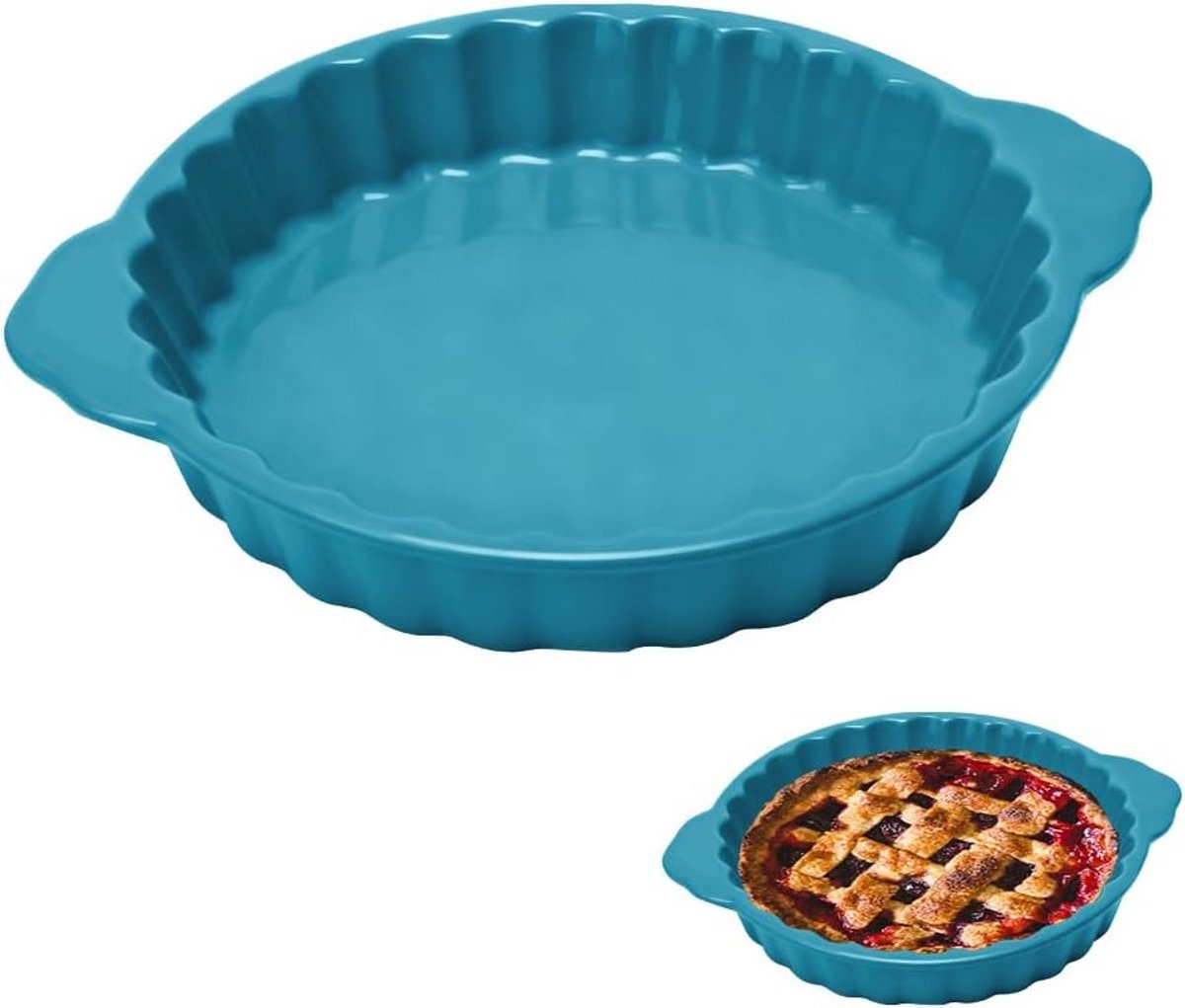 Keramische Bakvorm voor Taart, Quiche en Pie met Handvatten, Ovenbestendig