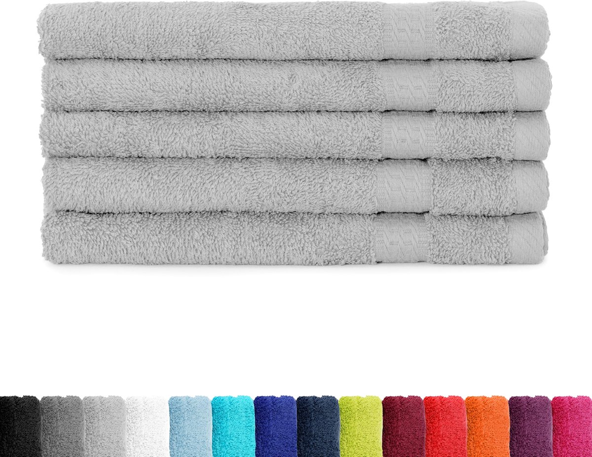 SnelShoppen - BaSaTex Gastendoeken 30x50cm 5-pack - 100% Katoen Zilvergrijs - Fluffy, Zacht, Absorberend - Perfect voor Badkamer, Logeerkamer, Camping