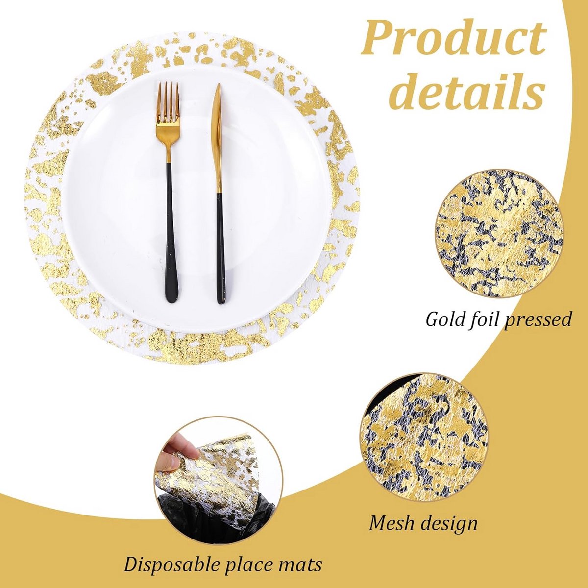 Set van 12 Gouden Ronde Wegwerptafellopers Decoratie voor Feest