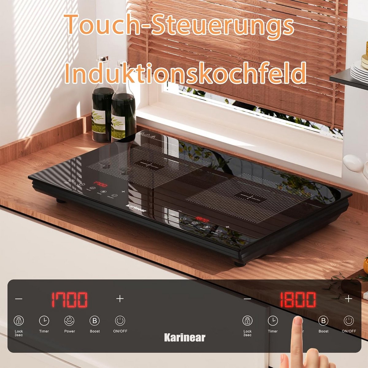 Inbouwkookplaat Elektrisch met 2 Zones en Boostfunctie - Intuïtieve Touch Controle