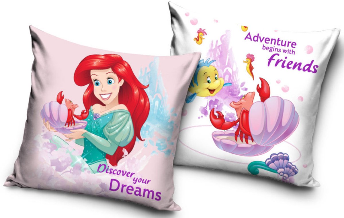 Disney Princess Ariel Kussenhoes 40x40 cm Velours Blauw