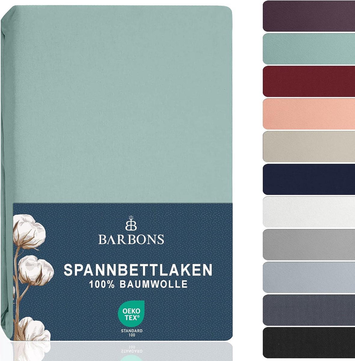 Hoeslaken Jersey 160x200 Katoen Groen Tot 35 cm Hoogte