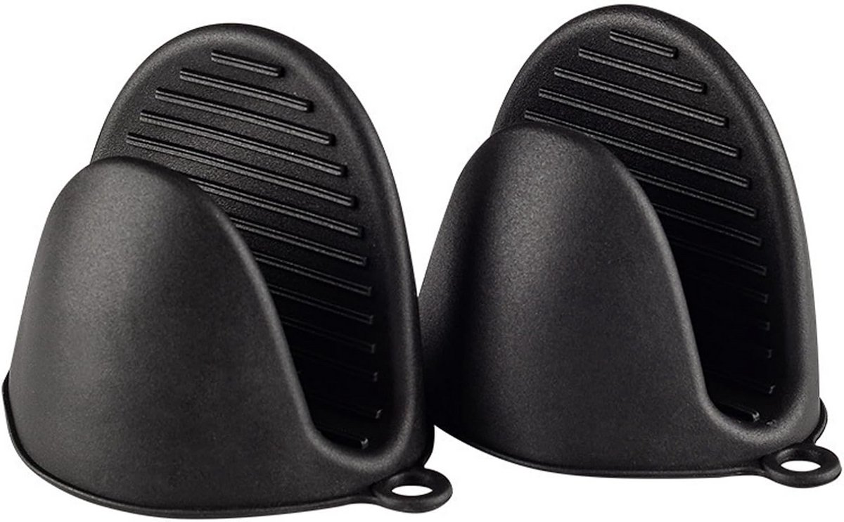 Set van 4 Hittebestendige Ovenwanten en Kookhandschoenen met Antislip Zwart