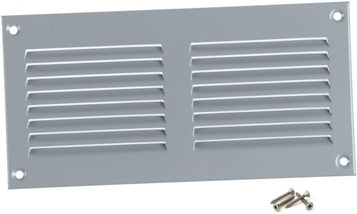 Metalen Ventilatie Rooster Grijs 200x100mm met Insectenwerend Gaas