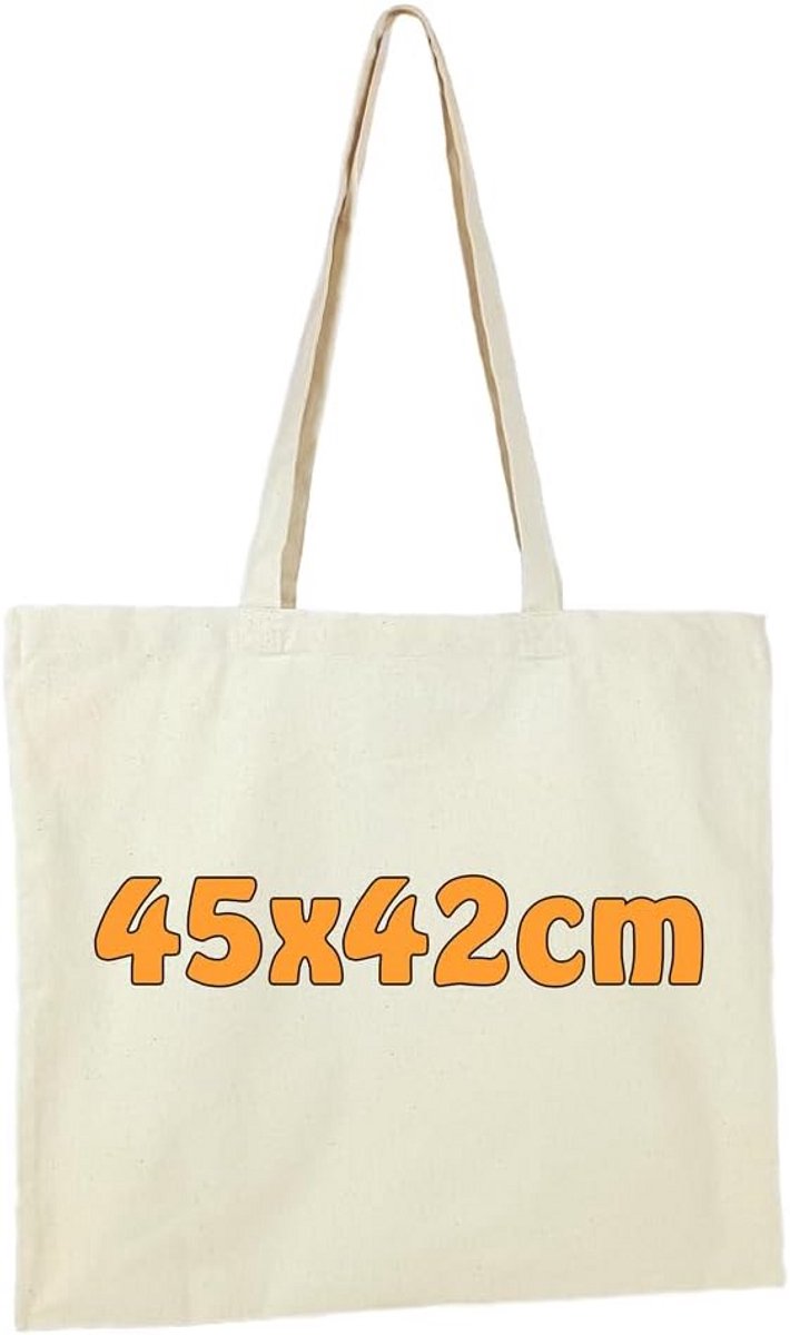Onbedrukte Katoenen Tas of Jute Tas met Lange Hengsels - Liggend Formaat 45x42cm