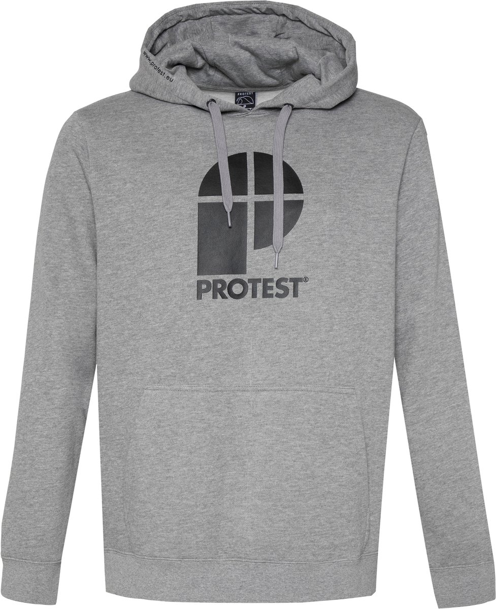 Protest Classic Logo Hoody – Hoodie Heren – Capuchon – Fleece Grijs