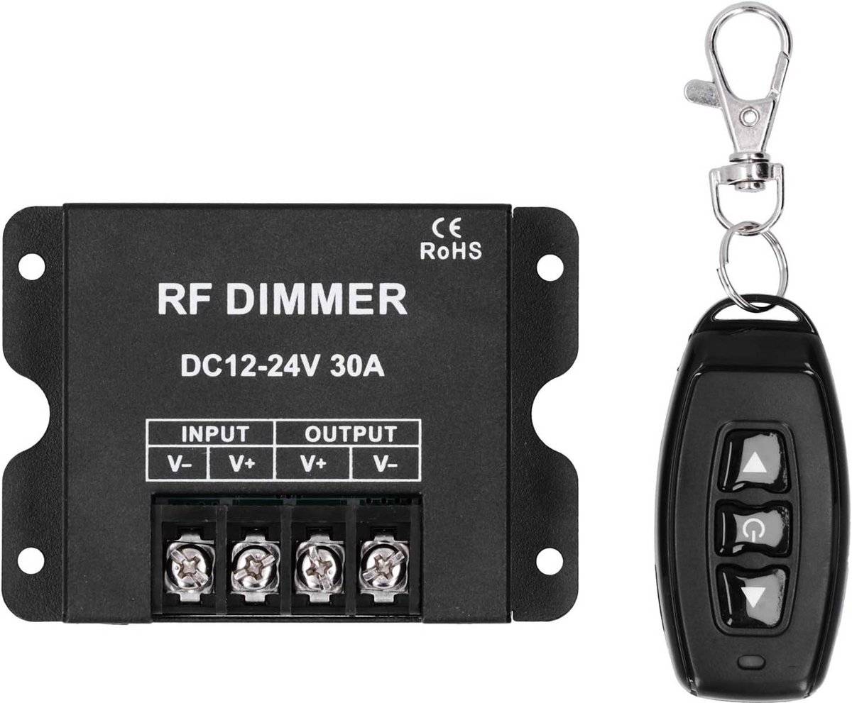 Draadloze RF Dimmer voor 12V-24V Enkelkleurige LED Strips tot 30A