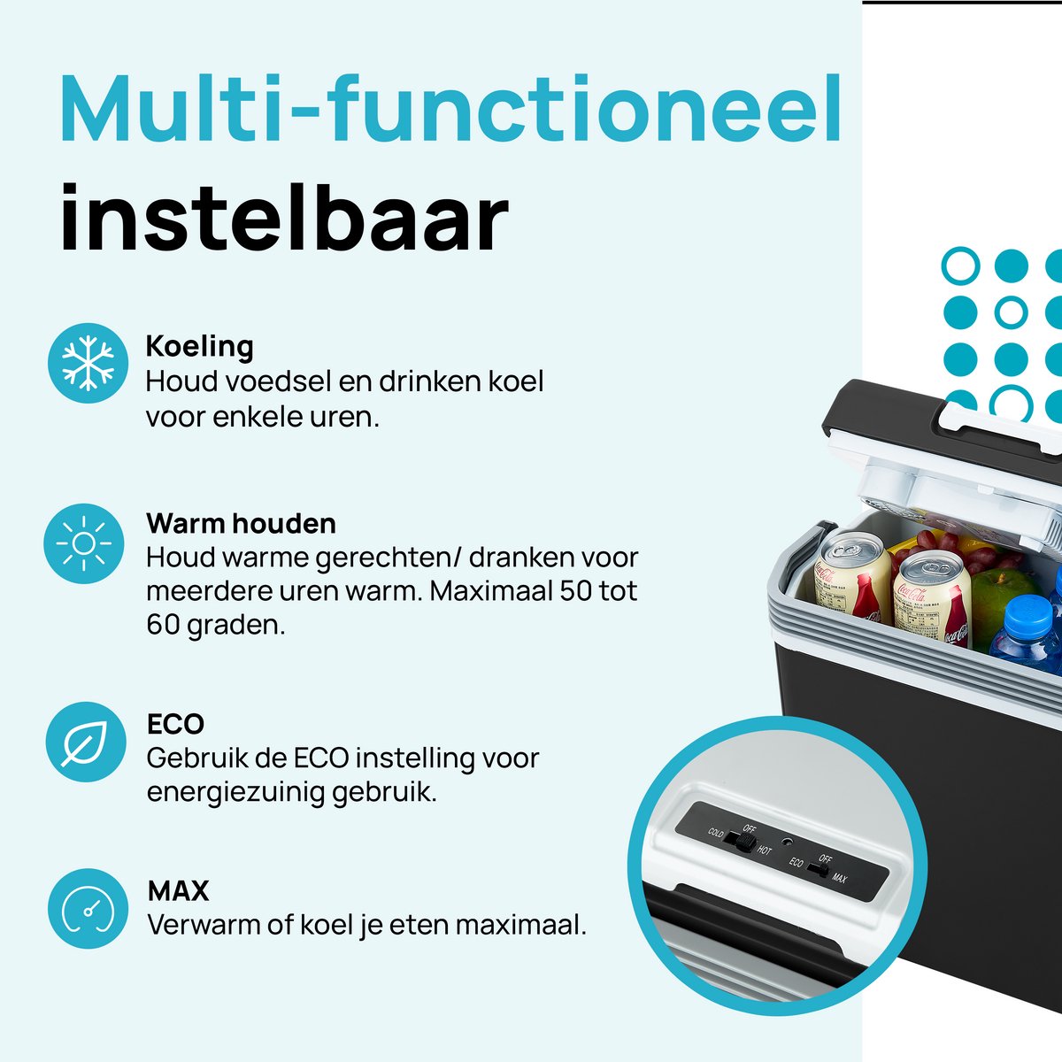 MOA Koelbox Elektrisch 12v 230 volt - 22L - Frigobox - Camping Koelkast - Auto en Camping - Koelen en Verwarmen - Zwart — afbeelding 4