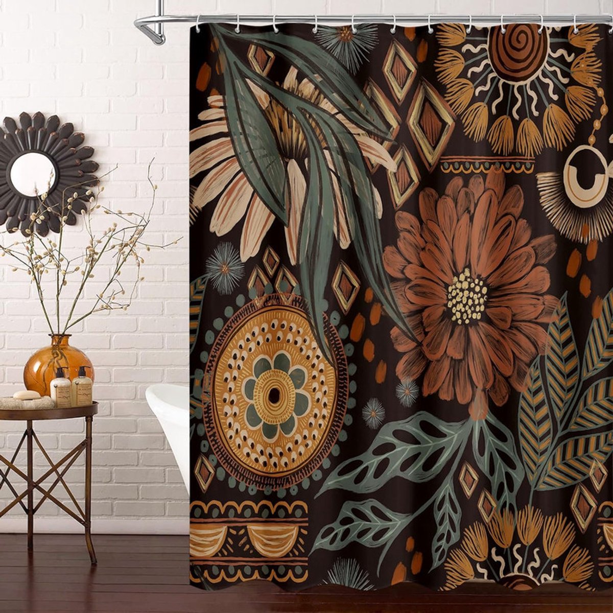 Douchegordijn - Maat 3XL - Hoogte 300 cm * Breedte 180 cm - Scheidingsgordijn - Badkamergordijn - Bloemen douchegordijn - Elegant douchegordijn - Douchegordijnstof - Douchegordijn - Waterdicht badkamergordijn - Douchegordijn - Douchegordijn badkuip