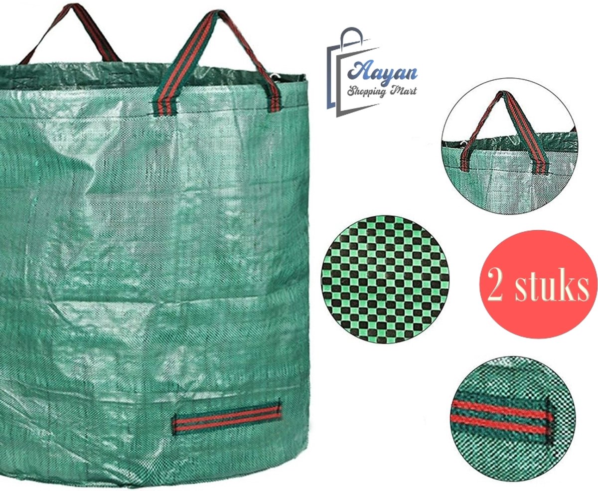 Tuinafvalzak 120L – Sterke Tuinzak voor Bladeren & Gras – Waterdicht – Met 3 Handgrepen – 75x48 cm – Groen – Bladzak & Grasopvangzak – Verstevigde Rand – Herbruikbare Tuinafvalzak – 62341