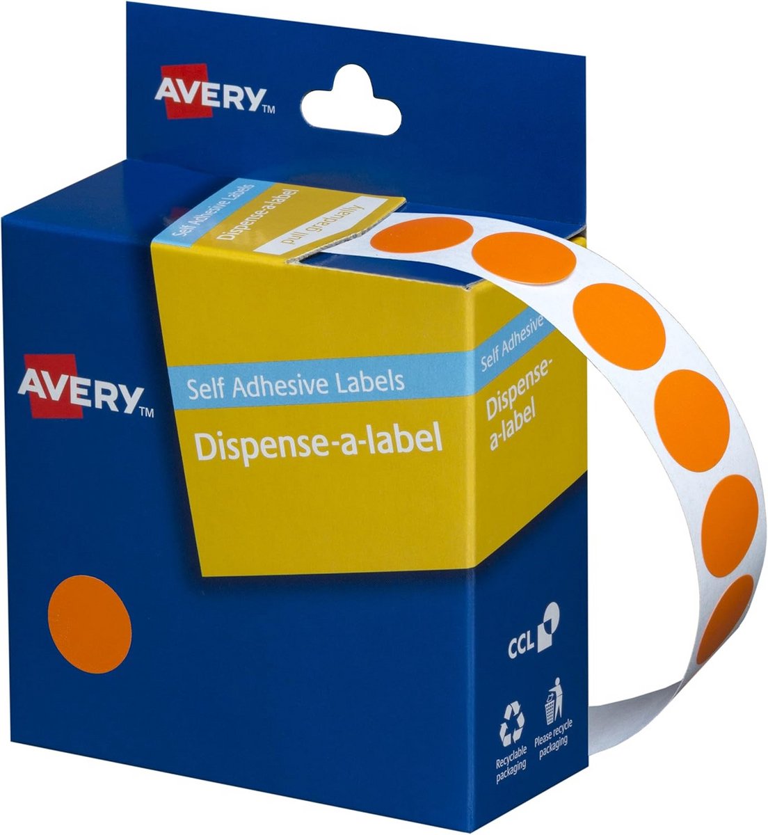 Oranje Cirkel Etiketten Dispenser 14mm 1050 Stickers