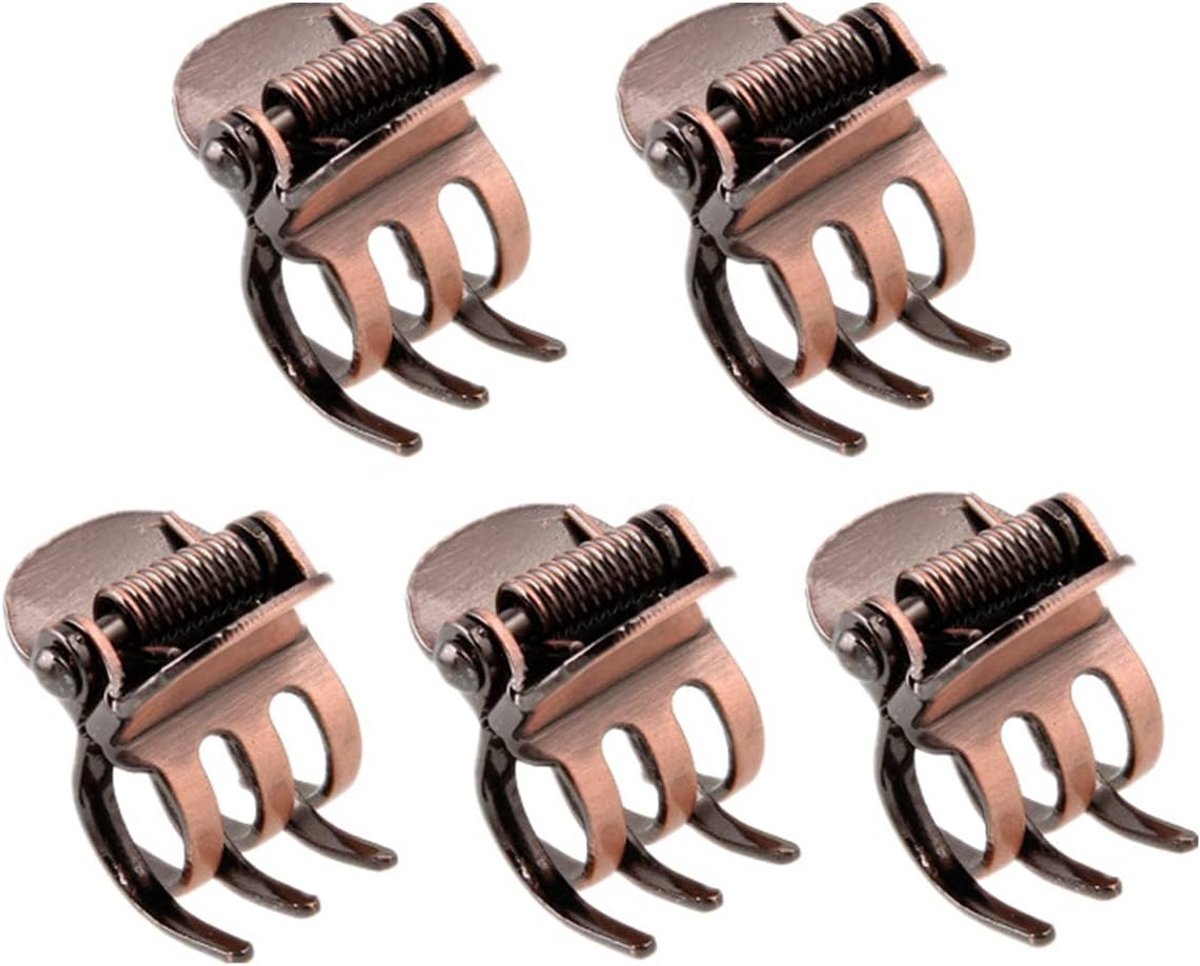 5x Mini Haarspeldjes Klemmetjes Koperkleur - Luxe Haaraccessoires voor Bruiloft en Feest