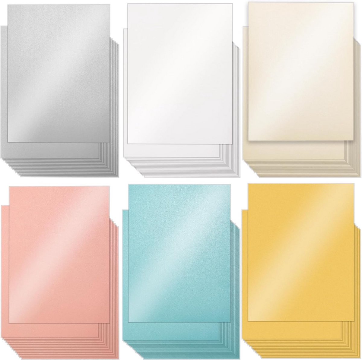 120 Vellen Metallic Karton Papier 21.6 x 27.9 cm - Pearlescent Dikte voor Kaarten en Knutselen