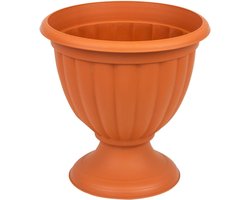 Grote terracotta kleurige kunststof bloempot voor binnen en buiten 28,5 cm
