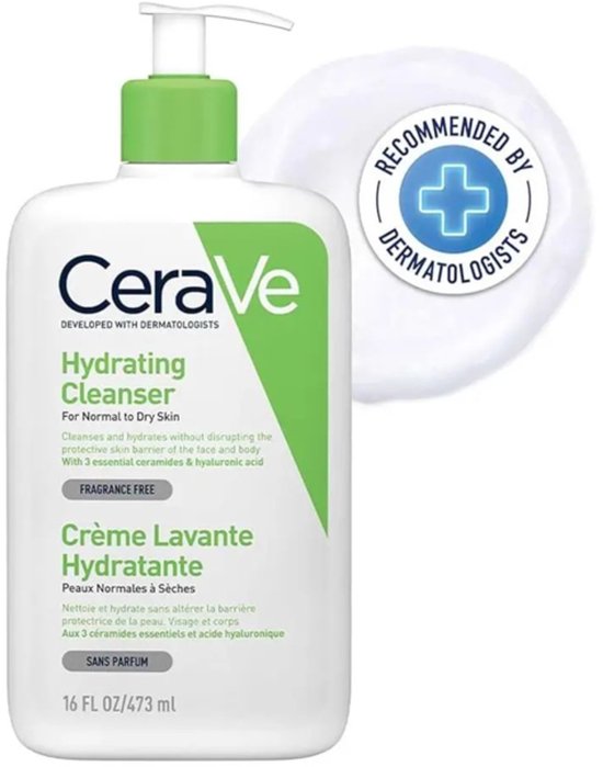 CeraVe Hydraterende Reinigingscrème - voor normale tot droge huid - met 3 Essentiële Ceramiden - 473ml