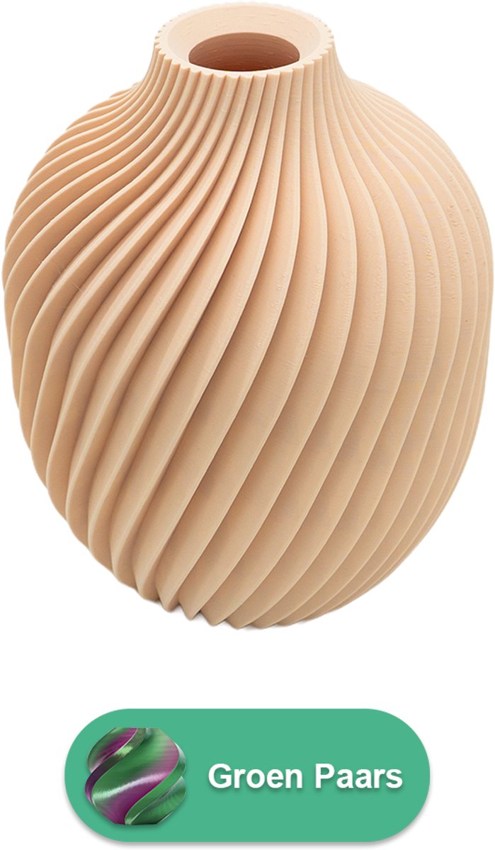 Lovora Nova moderne vaas – Decoratieve vaas - Groen / Paars - 3d geprinte vaas – geschikt voor droogbloemen - 25CM