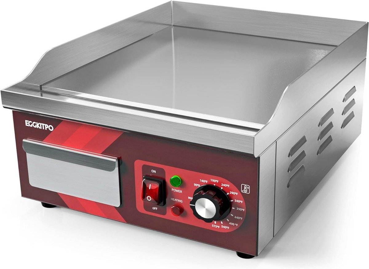 Elektrische Grillplaat met Anti-aanbaklaag en Instelbare Temperatuur