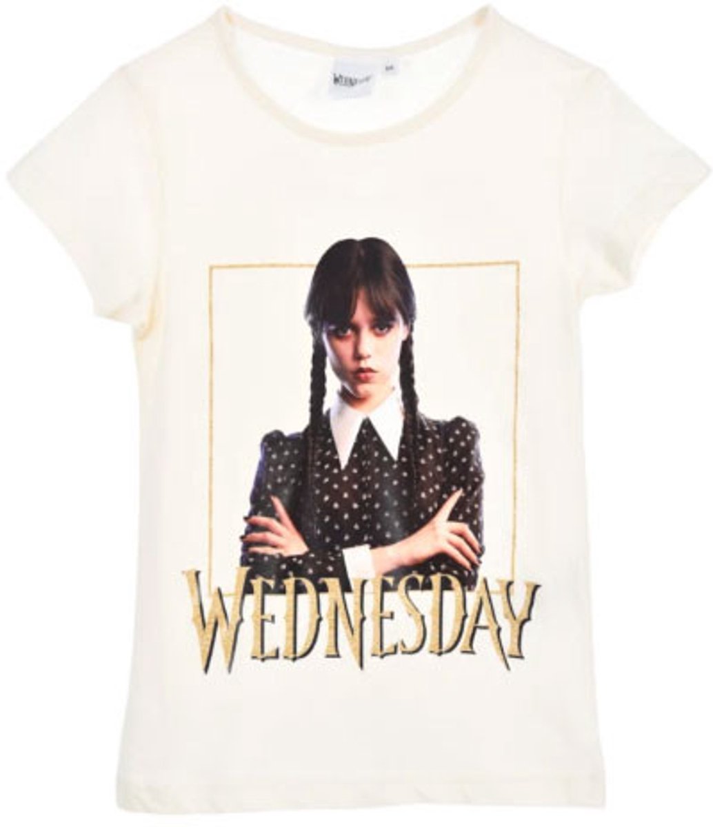 Woensdag Somber Wit kort kindershirt, top 8 jaar / 128 cm