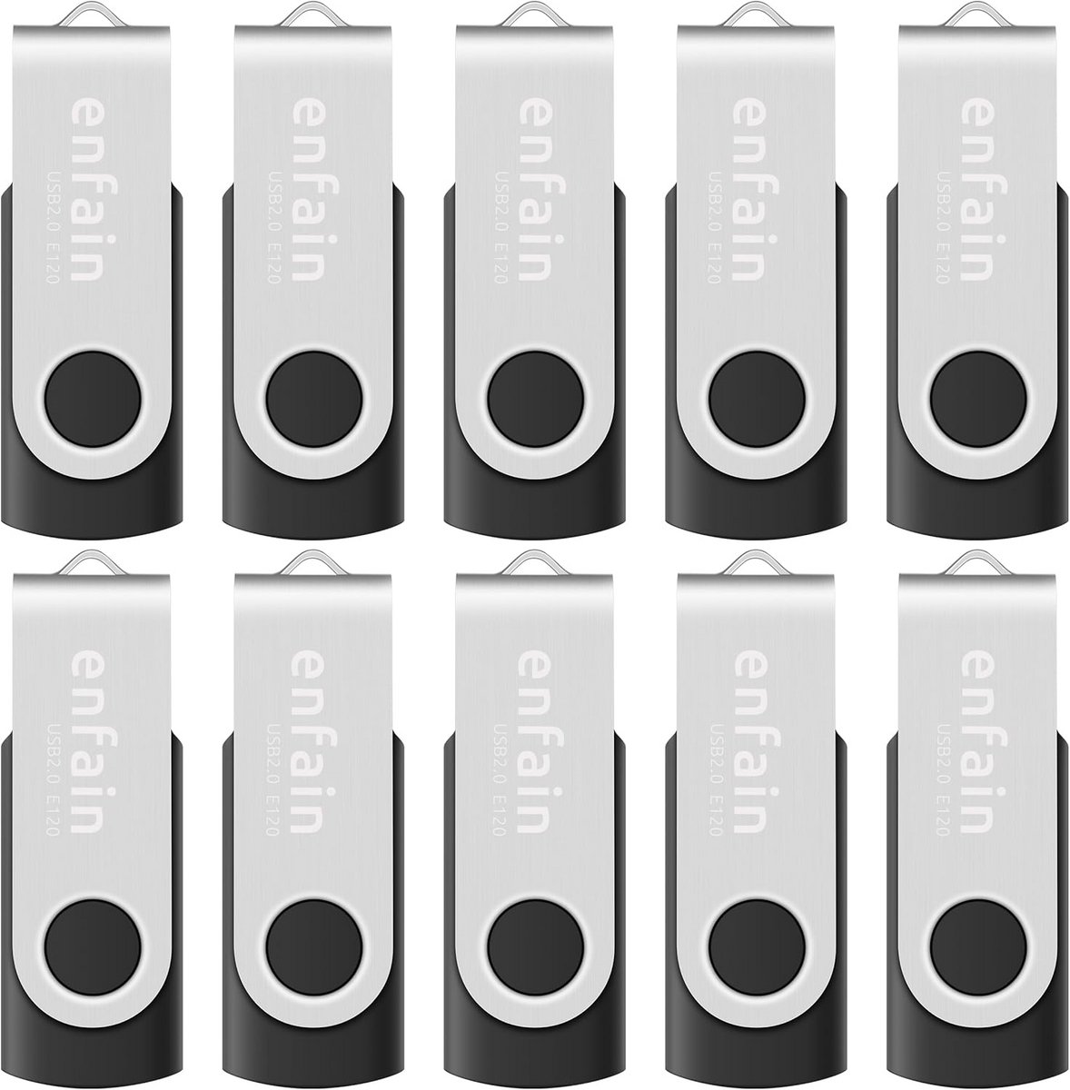 Bulk 10 Set USB 2.0 Geheugensticks 4GB Zwart voor Back-up en Overdracht