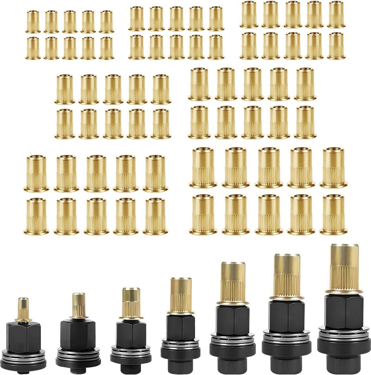 Set Klinkmoeren M3 t/m M12 voor Klinktang Gereedschap - 77 Delig