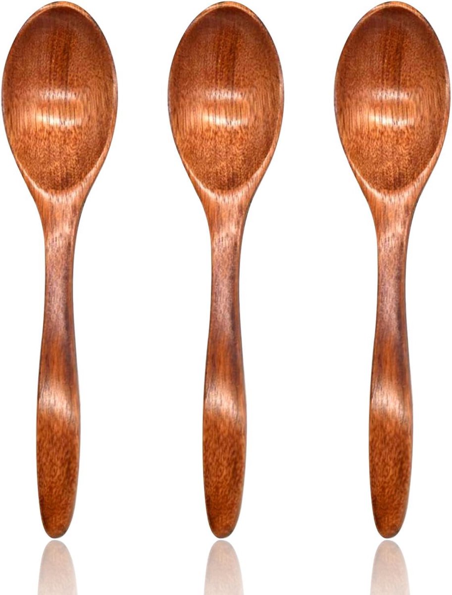 Lepelset van 3 stuks voor kruiden en desserts, houten honinglepel, 18 cm