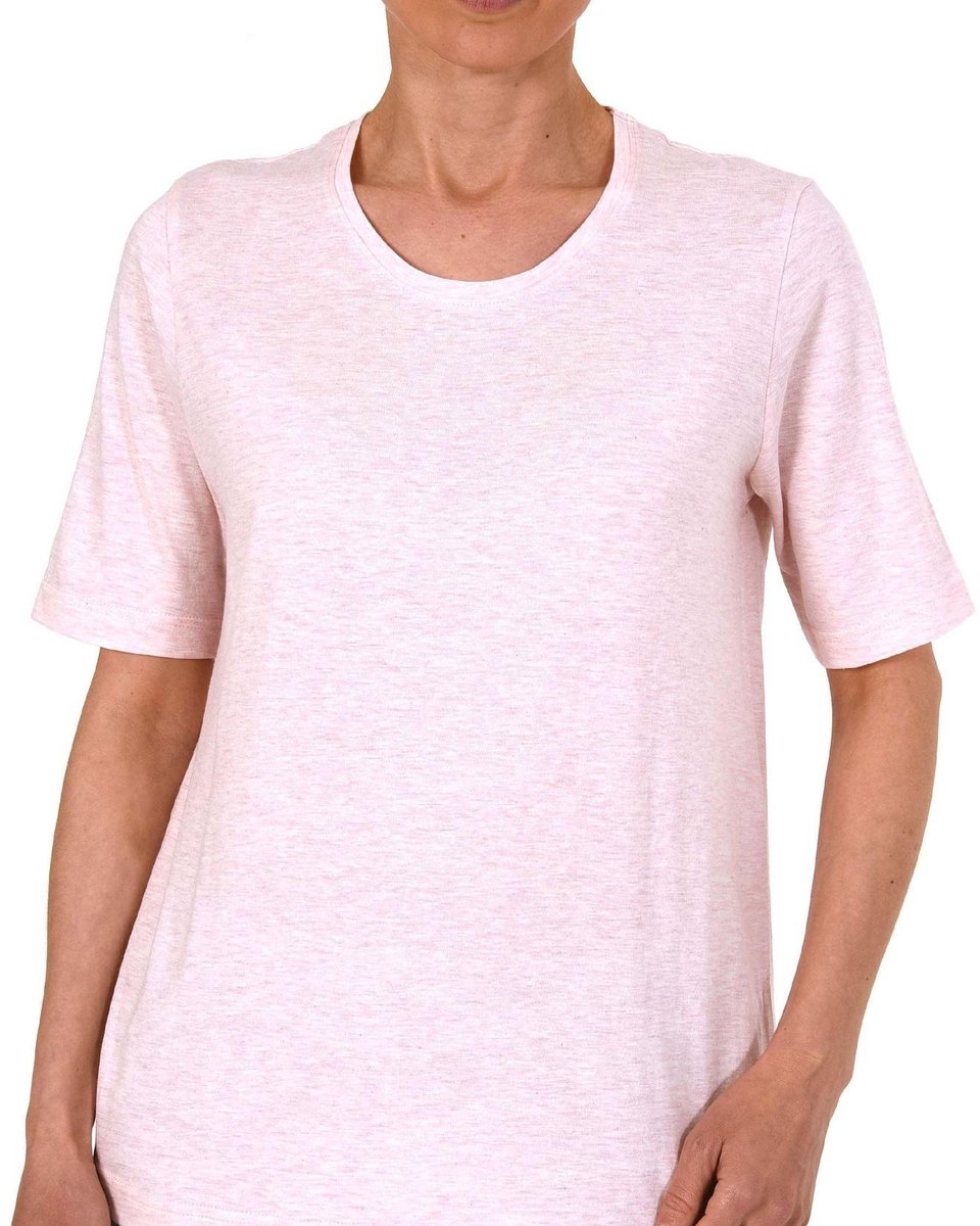 Normann Dames pyjama Top shirt korte mouw mix & match in effen kleur - 122 220 90 902 rosa