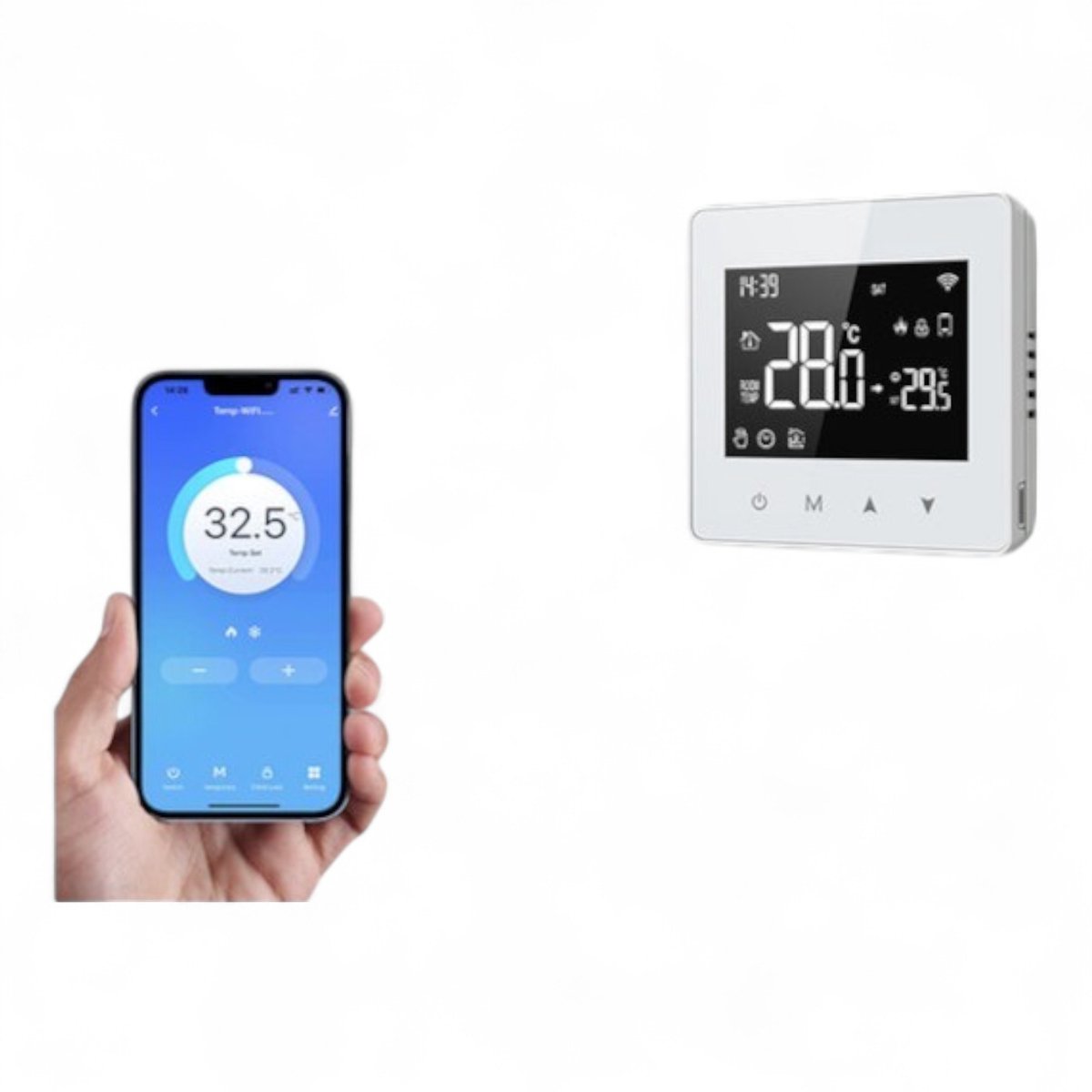 Opbouw Thermostaat | Wifi | Touchscreen bediening | Opbouwmontage | CV installatie | Tuya Smart Life | Google Home Alexa | Wit thumbnail 8