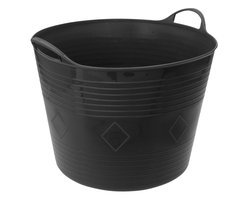Excellent Houseware Flexibele wasmand - zwart - 40 liter - kunststof - 50 x 45 cm - met handvatten