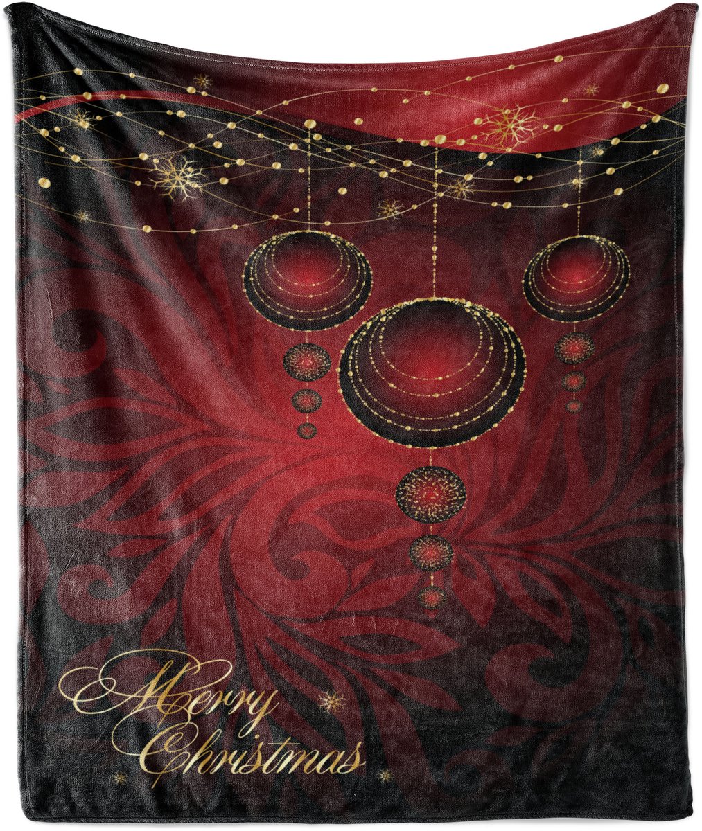 ABAKUHAUS Kerstdeken van zacht flanellen fleece, feestelijke kerstdeken, knusse pluche plaid, 175 x 230 cm, geel robijnrood bordeauxrood