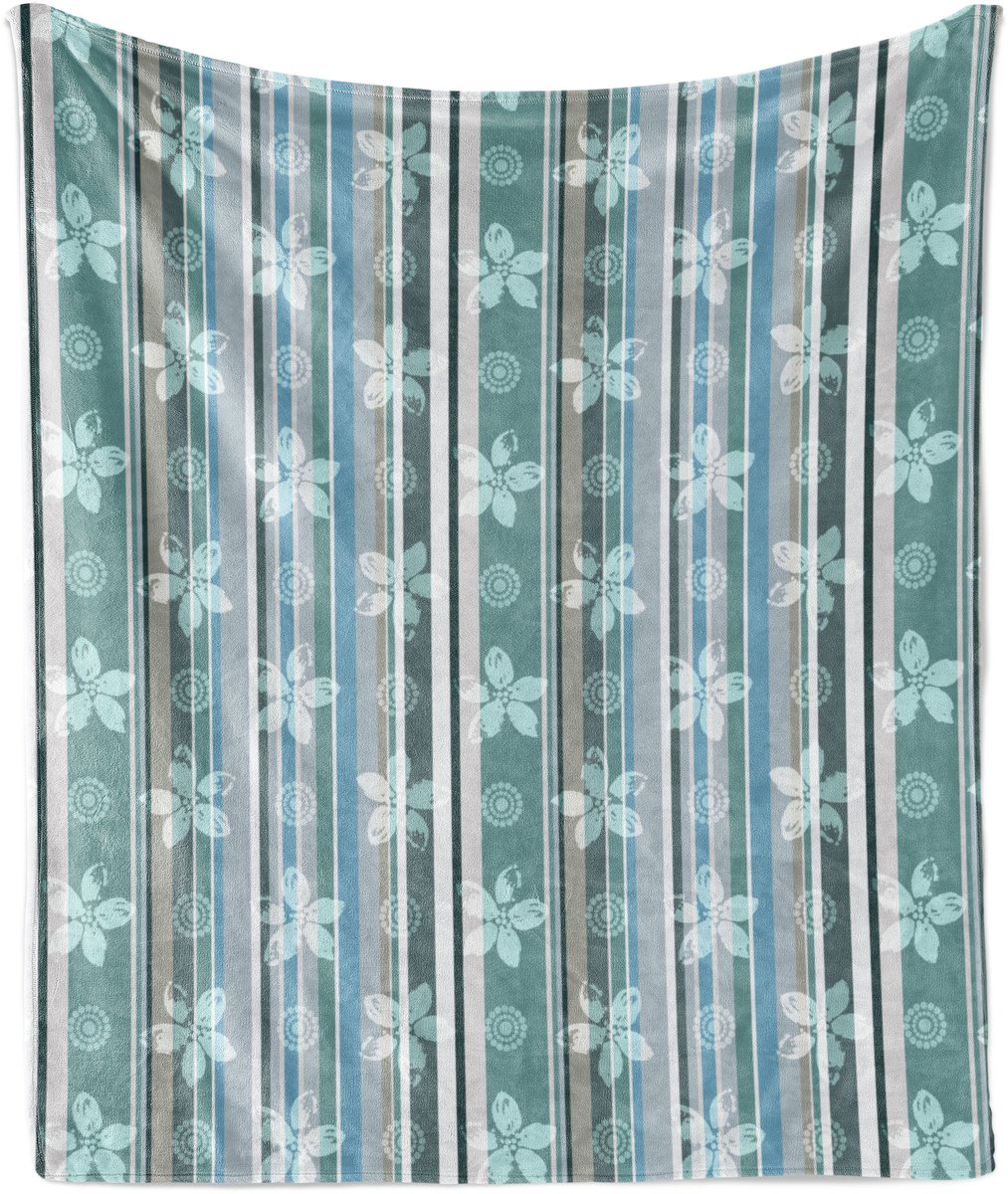 ABAKUHAUS Bloemenprint Zachte Flanellen Fleece Deken, Retro Coole Strepen, Gezellige Pluche Plaid, 175 x 230 cm, Multicolor