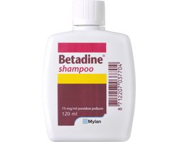 Betadine shampoo - Desinfectie van de hoofdhuid - Helpt tegen jeuk en irritatie door schimmels en infecties - Bevat povidon jodium - Verkleurt het haar niet - 120 ml
