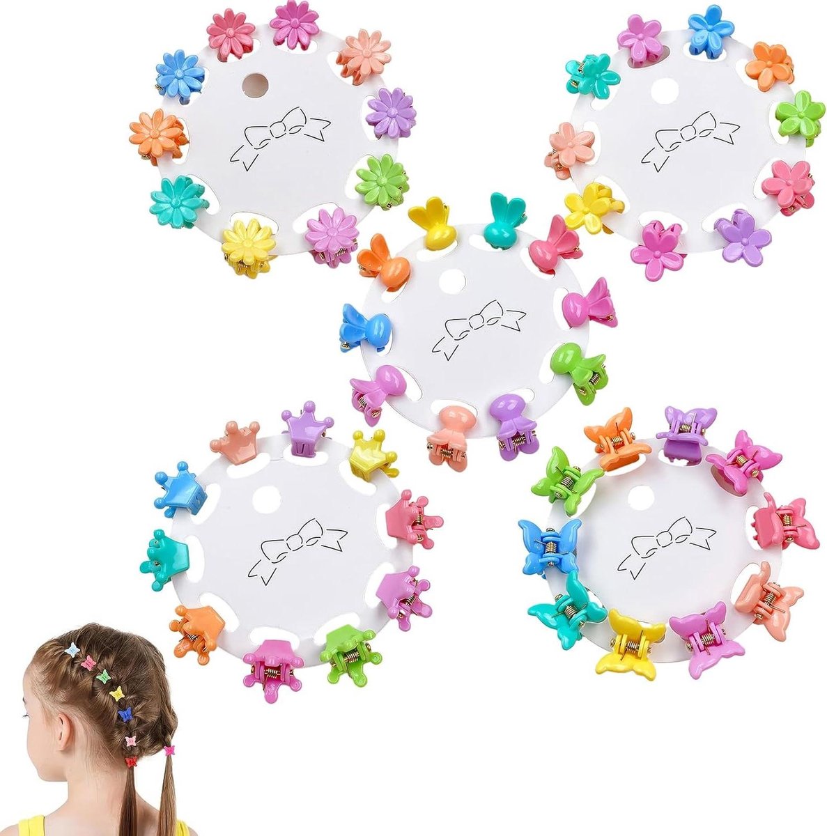 Set van 50 mini-haarspelden met antislip voor meisjes en dames in diverse kleuren.