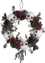 Horror Bloemenkrans met Doodshoofd - Deurdecoratie voor Halloween en Themafeesten