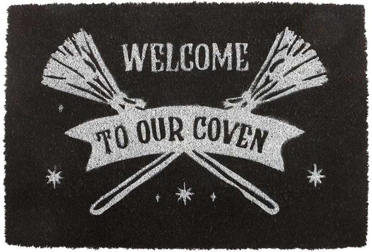Welcome to Our Coven Schoonloopmat - Zwarte Kokosvezel Deurmat voor Witchy Huishoudens & Heksen Interieur