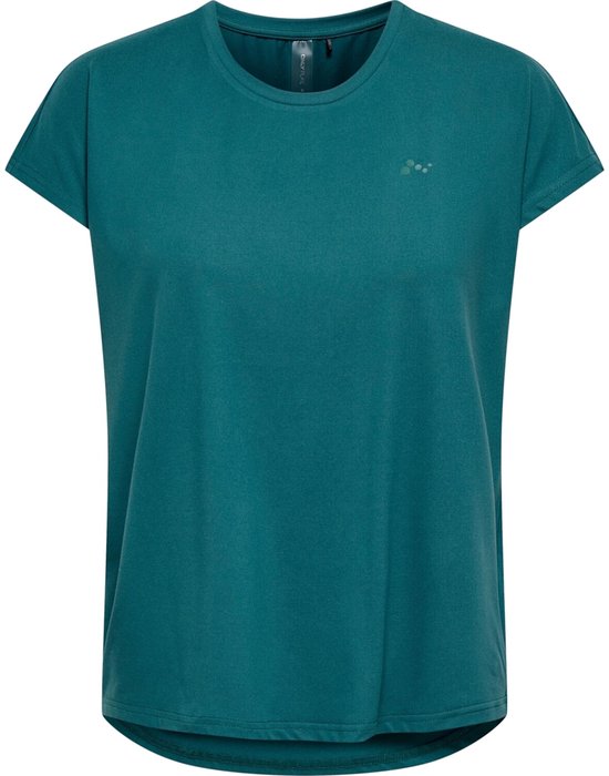Donkergroen Only Play t-shirt met korte mouwen en subtiel logo op de borst.