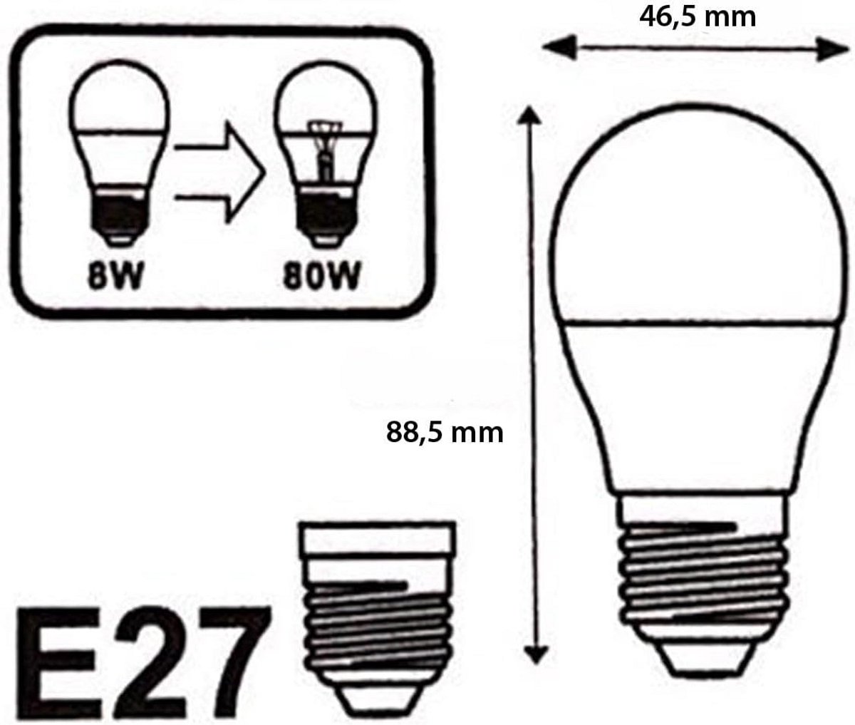 LED Lamp E27 8W Koud Wit Licht Bolvormig G45 Directe Verlichting