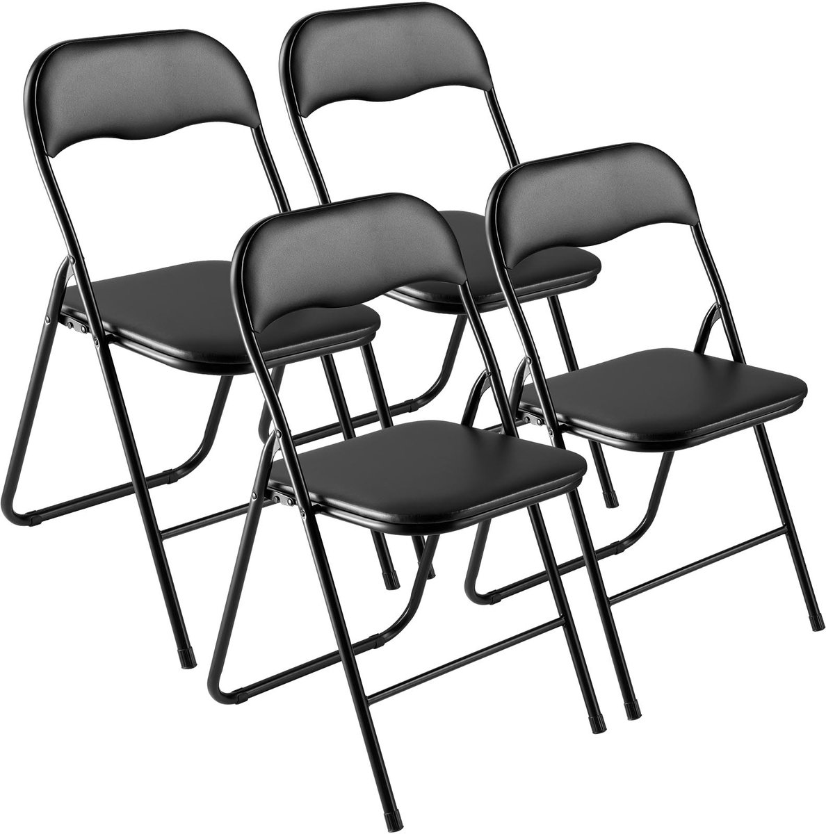 VEVOR 4 Stuks Opvouwbare Stoel, Leren Stoel, Draagbare Tuinstoel, Kampeerstoel, Zwart