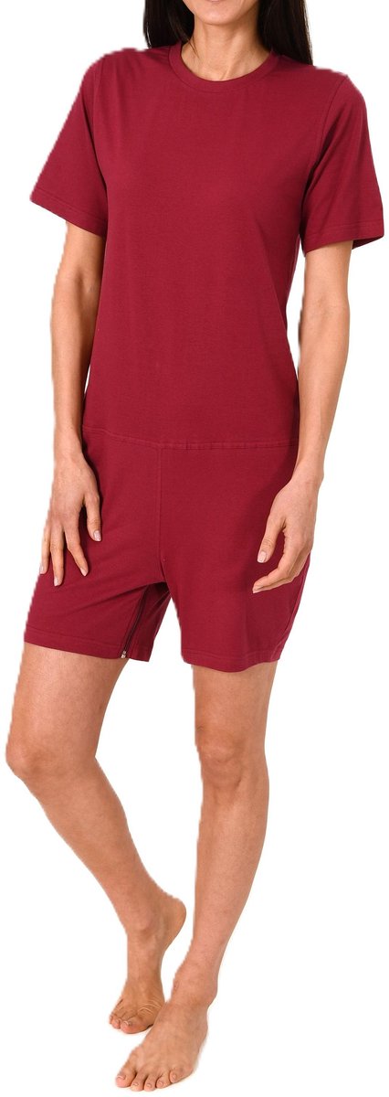 Normann Voedingsoverall voor dames met korte mouwen, pyjama uit één stuk met been ritssluiting beere