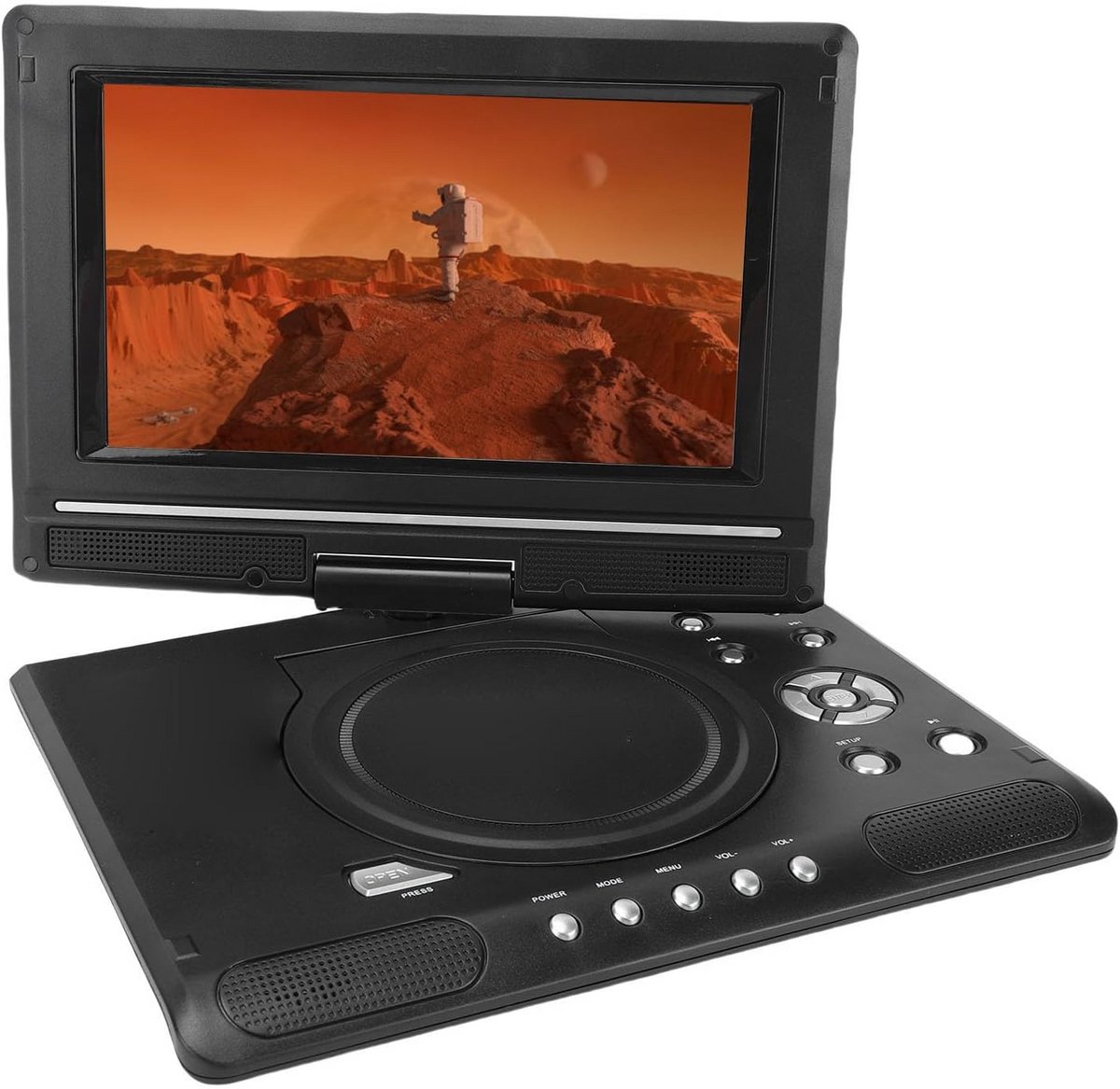 9,8 Inch Draagbare DVD-speler met Draaibaar Scherm en Ingebouwde TV/FM Tuner
