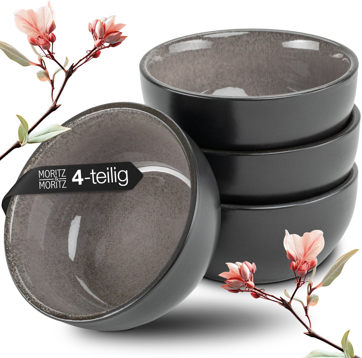 Moritz & Moritz VIDA 4-delige miso-kommen set antraciet