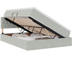 vidaXL - Opbergbed - met - matras - met - opslag - Lichtgrijs - 140 - x - 200 - cm - Fluweel