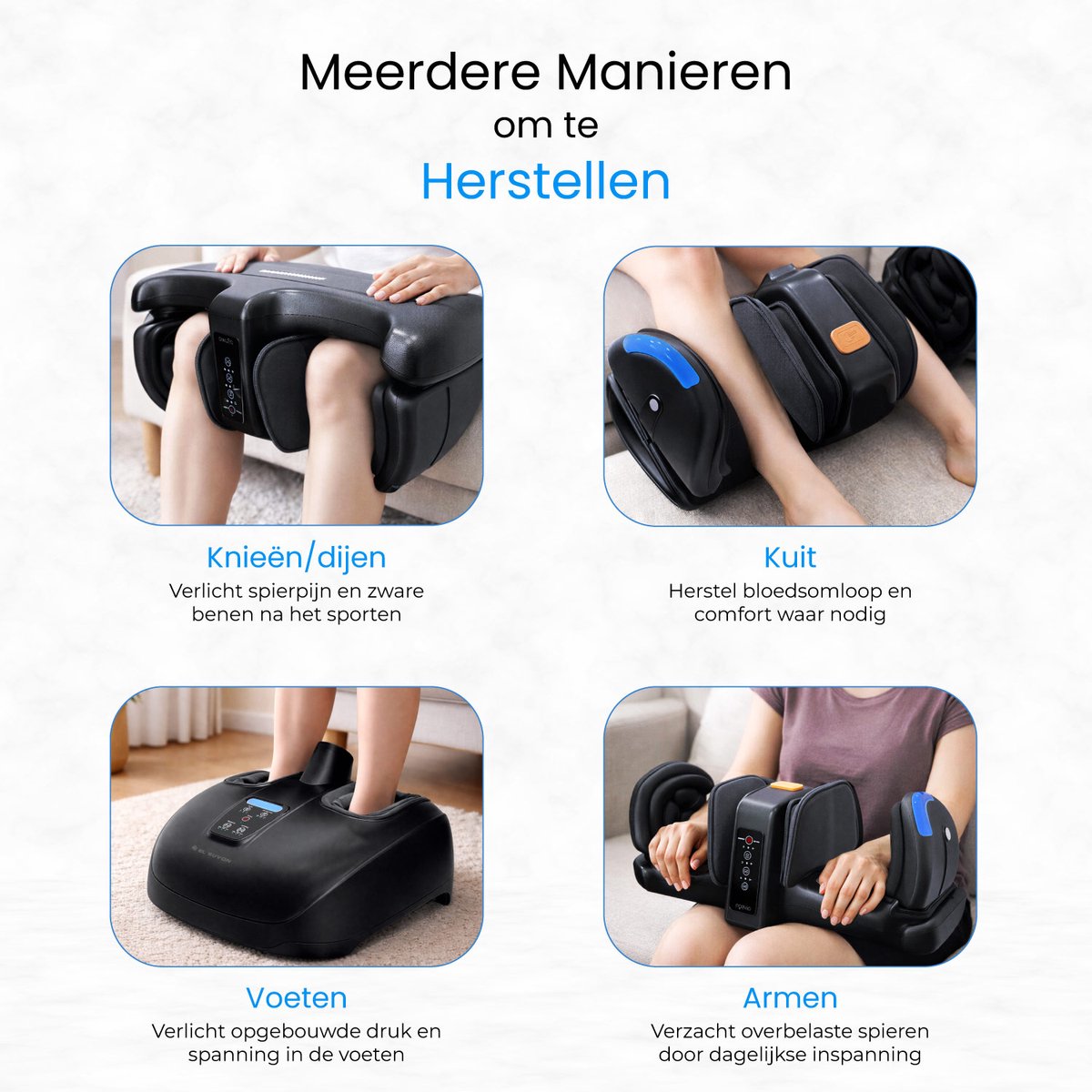 El Suvon Shiatsu Voetmassage Apparaat - Beenmassage - Luchtcompressie & Infrarood Warmte - Zwart thumbnail 7