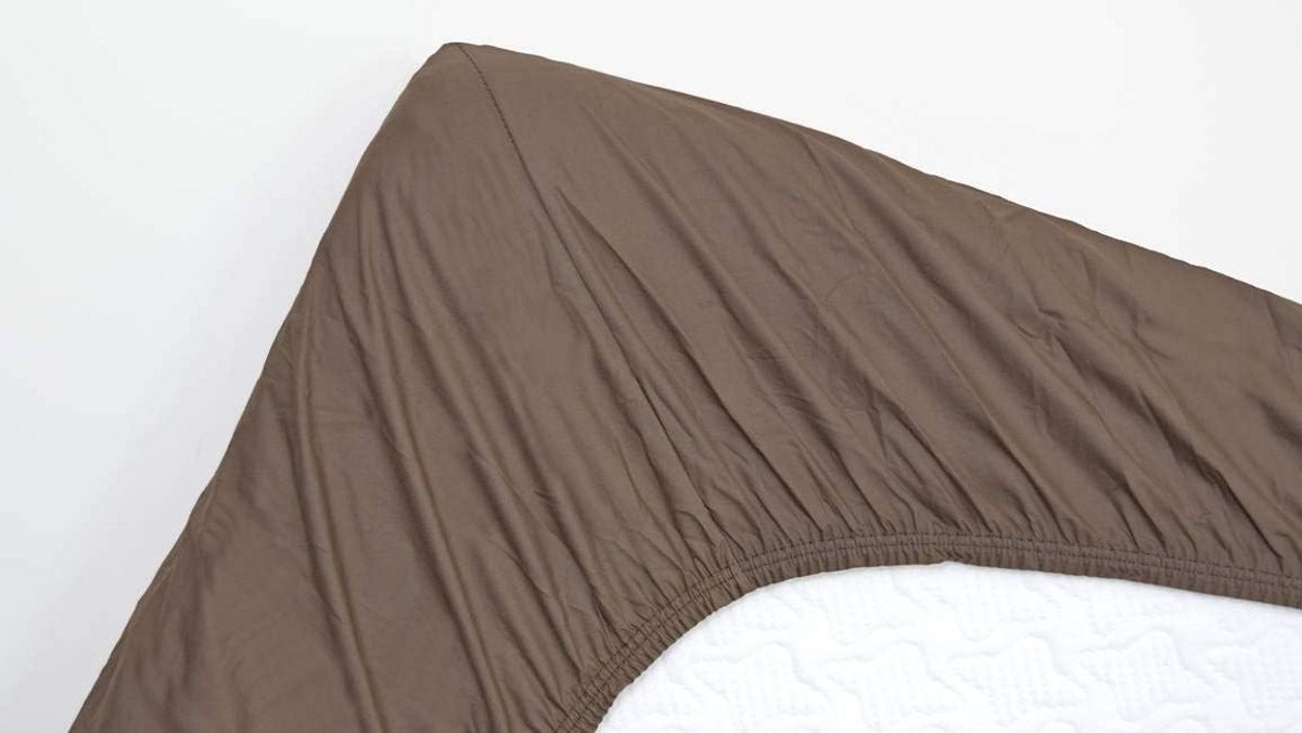 Hoeslaken 160x210 cm Perkal Katoen Bruin met Elastiek