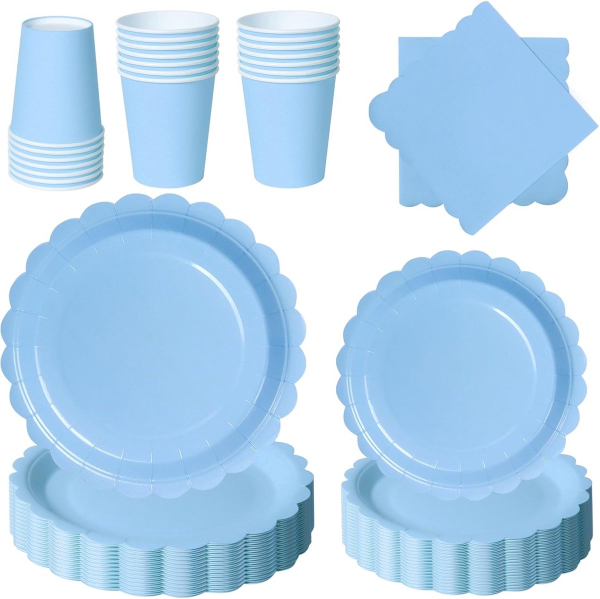 Feestservies Set Blauw Bloemmotief 96 Delig Voor 24 Personen
