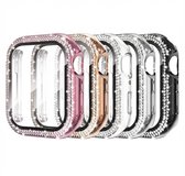 5 stuks Zwart transparant zilverkleurig roze en rosé goudkleurig smartwatch screenprotector met beschermhoes set geschikt voor Apple Watch 42 mm serie 10 / 11 PC case met dubbele rij strass steentjes