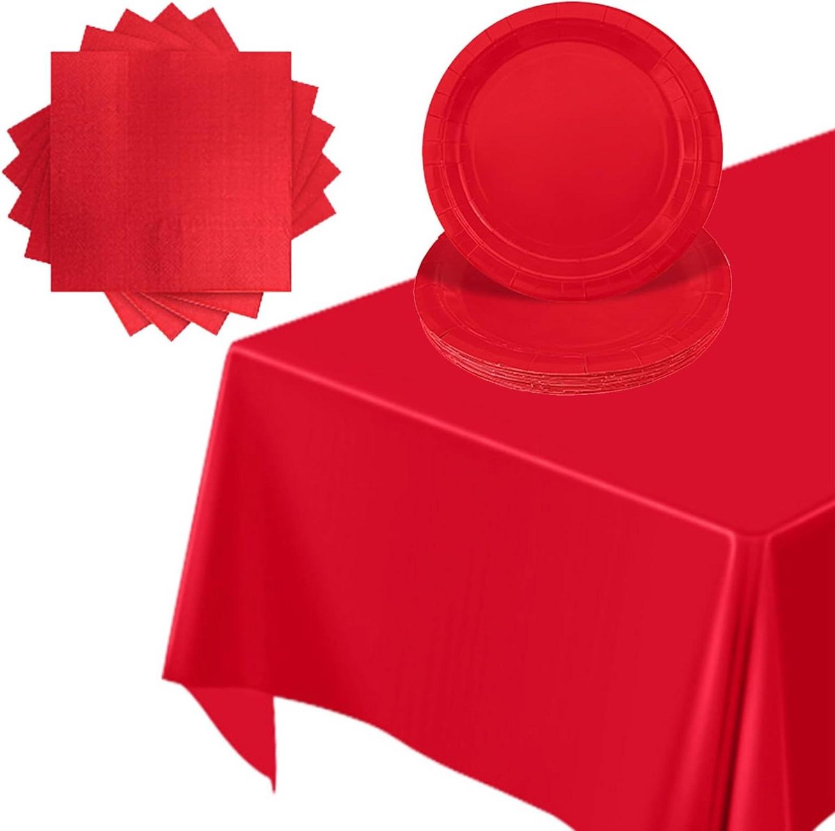 Feestservies Set - Papieren Servies Rood - Halloween, Kerst, Valentijnsdag - 37 Stuks