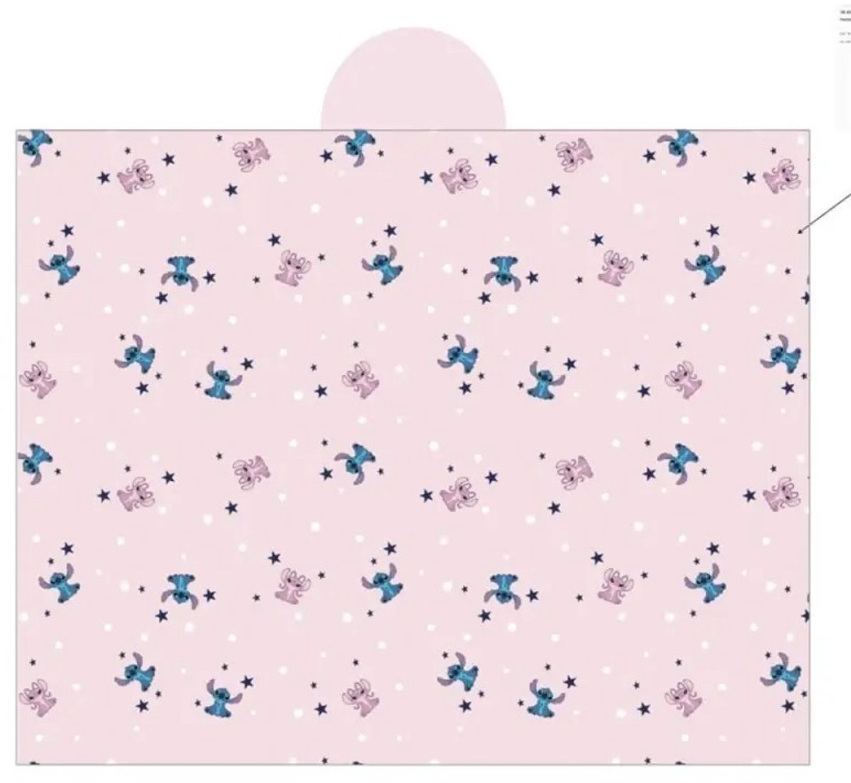 Stitch fleece plaid met capuchon 120 x 150 cm - polyester