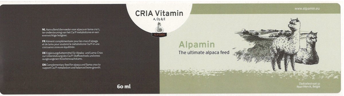 Alpamin - Cria vitamine AD3E - Aanvullend Alpacavoer - Tube 60ml - 1 tube